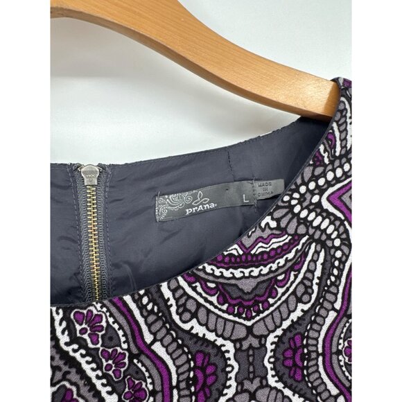Prana Medallion Cece Shift Dress Gray Purple womens size large - Picture 5 of 7